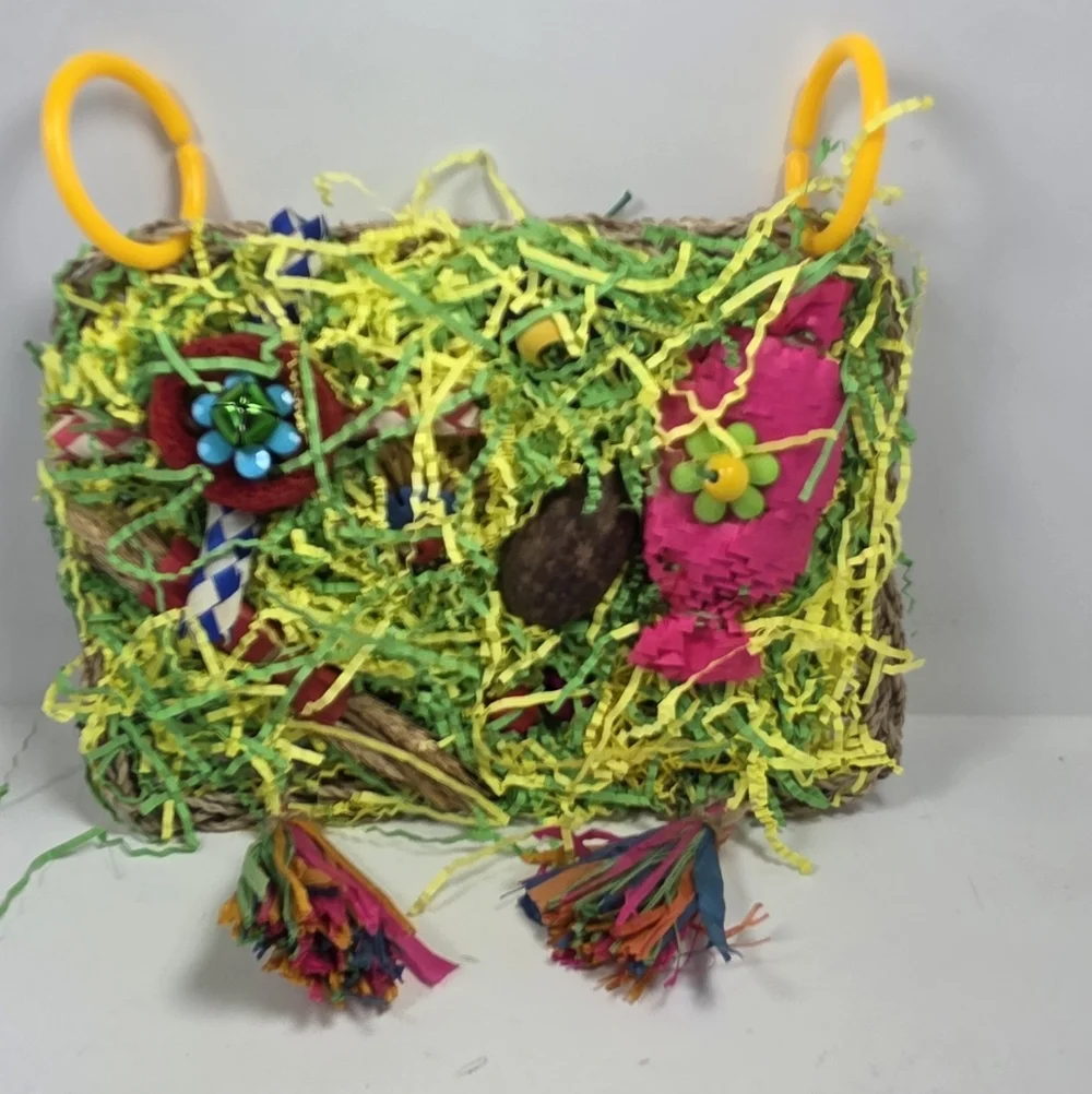 Colorful Bird Toy with Tassels and Rings